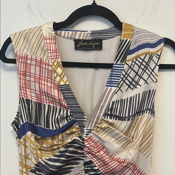 Geisha Designs Striped and Patterned Dress Pleated Skirt Unique Size 2 - Picture 3 of 9